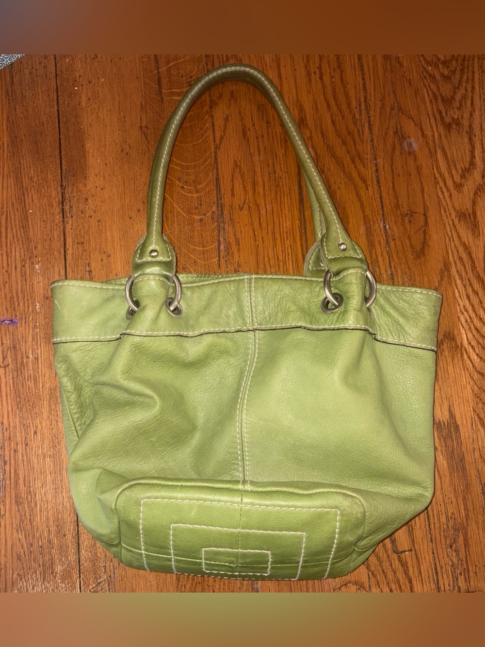 Y2K Green Leather Tote Bag